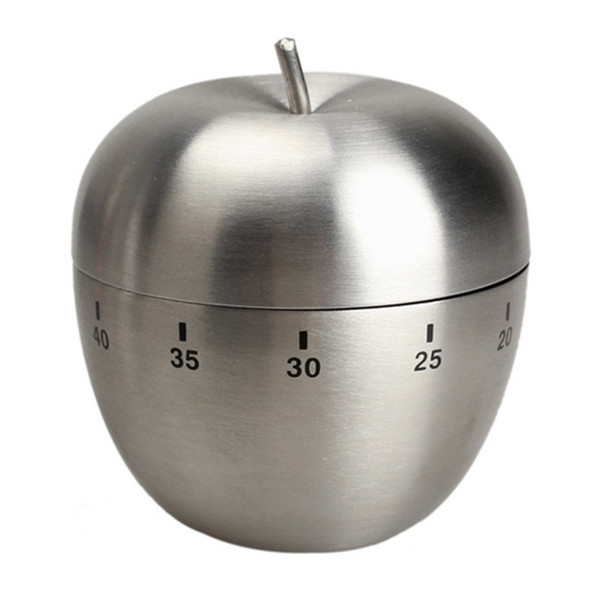 Stainless Steel 60-Minute Countdown Kitchen Cooking Mechanical Alarm Timer Clock Apple Shape Magnetic For Free Shipping