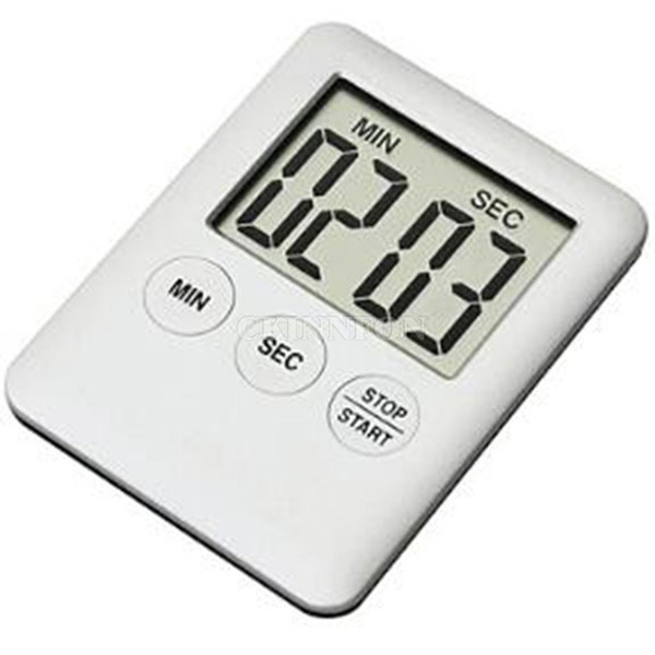 DHL 100PCS Square Large LCD Digital Kitchen Timer Cooking Timer Alarm Clock Magnet Digital Table Clock