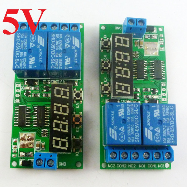 2pcs KC22B02 DC 5V 2 Channel 9 function Delay Timer Relay Module Controller Motor Reverse Timers 1-9999s