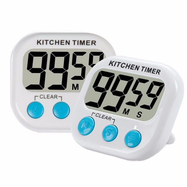 Digital kitchen timer, Cooking timer, Big number,Loud alarm, Magnetic bracket, White (Excluding battery)