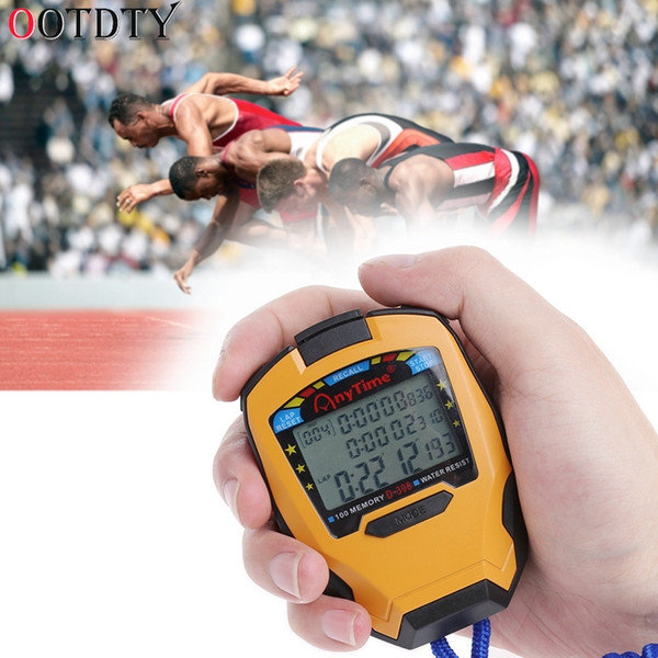 OOTDTY Professional Stopwatch 3 Rows 100 Laps 1/1000 Seconds Digital Sport Counter Timer Professional Athletics Stopwatch