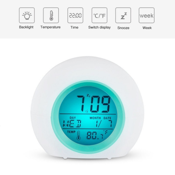 LED Electronic Desk Digital Timer Luminova Circular Colored Changing Snooze Desktop Table Alarm Clocks 1567