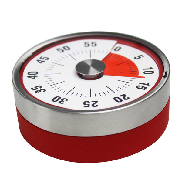 Mechanical Cooking Alarm Counter Clock Baking Reminder Stainless Steel Manual Countdown Round Shape Magnetic Kitchen Timer