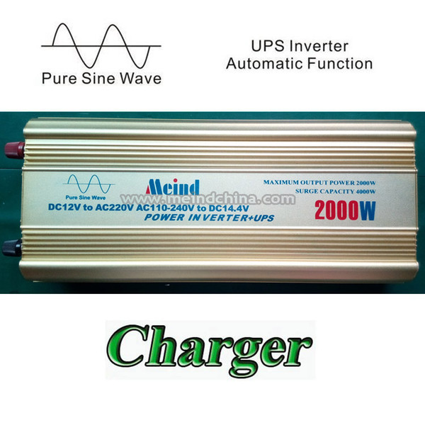 2000W Power Inverter with UPS Pure Sine Wave DC to AC Converter Car inverters AC Adapter Watt Inverter Power Supply Wave Inverter Meind