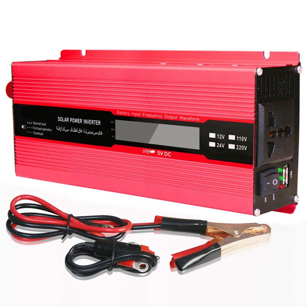 2000W Power Inverter DC 12V to AC Outlet 220V Voltage Converter with Cigarette Lighter Adapter in Car and Crocodile Clip for Battery