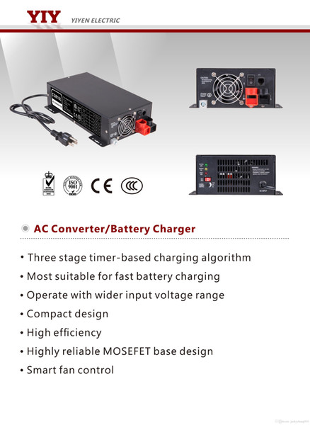 YIY AC CONVERTER/BATTERY CHATGER AC INPUT/DC OUTPUT FAST/FLOAT CHARGING TYPE 37.5A~150Amp COMPACT DESIGN 12V 24V 48V 40~70Hz 3-LED DISPLAY