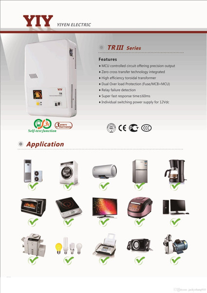 YIY Automatic voltage regulator VOLTAGE Stabilizer TR3 series MCU CONTROL 0.5KVA~15KVA OUTPUT 8%/10% 50/60Hz 5S/255S TIME DELAY PROTECTION