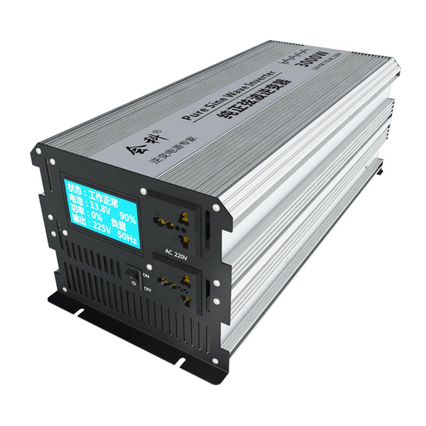 HuiKe 1500W (3000W Surge) Pure Sine Wave Power Inverter 12V/24V/48V/60V/72V DC to 120 V AC 220V with 2 AC Outlets, 2 Battery Cables