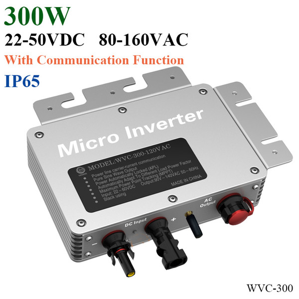 Waterproof IP65!!! 300W Grid Tie Micro Inverter with Communication Function for 300W 22-50VDC 80-160VAC Inverter with MPPT