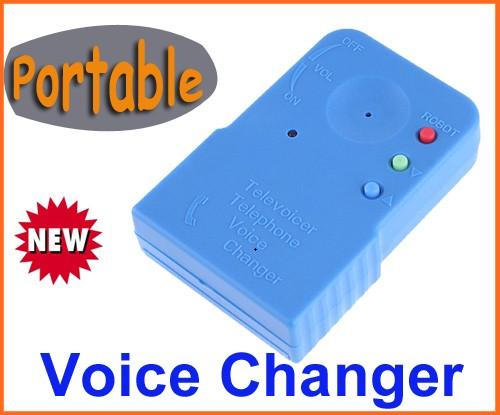 MINI Handheld Voice Changer Portable Mobile Phone Cordless Fun Voice Disguiser Telephone voice changer Gadgets Blue with retail box