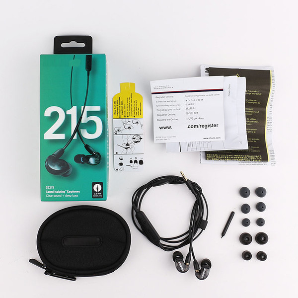 SE215 Wired Sound Isolating Earphones HIFI Headset Headphones With Mic Clear Sound Deep Bass New Package Earbuds With Retail Box DHL