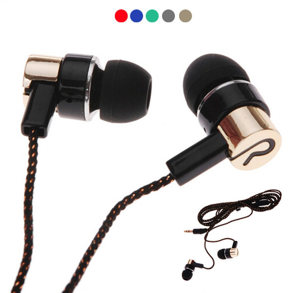 1.1m Wired Earphones Jack Standard Noise Isolating Reflective Cloth Line 3.5mm Stereo In-ear Earphone Earbuds without Mic