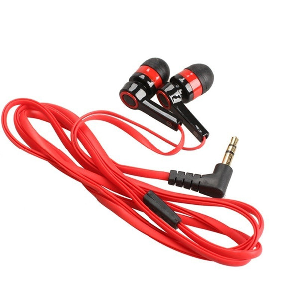 Red Flat 3.5mm Aux Wired Earphone Earpiece In Ear Earbuds Universal Headset for Mobile Phones Computers MP3 MP4 CD player