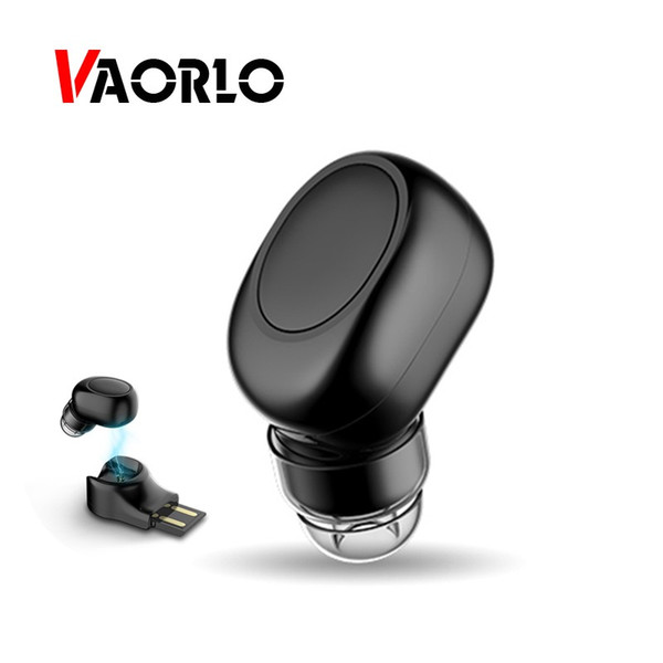 VAORLO Bluetooth Earphones small Wireless Earbuds Bluetooth Headphone with Mic Ear hook Invisible Headsets USB Charger seat B1