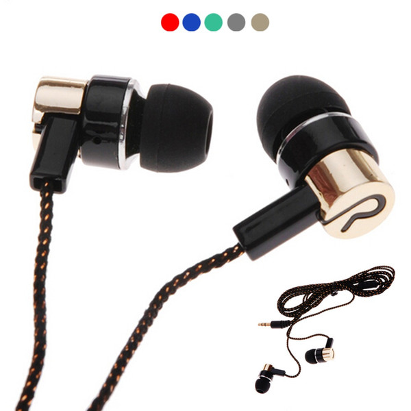 3.5mm Jack Standard Stereo In-ear Earphones Earbuds Noise Isolating With 1.1M Reflective Fiber Cloth Line