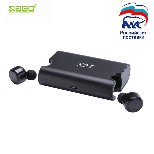 Sago X1T/X2T mini wireless earphone noise canceling headphone bluetooth headset with 1500mAh power bank box for iphone 8/android