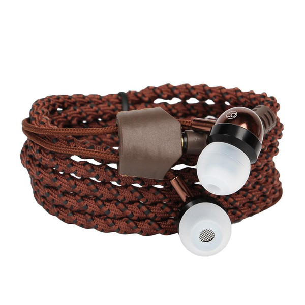 Hot 182B headset stereo Hand rope woven bracelet earphones HIFI sound music earphones with mic Free shipping