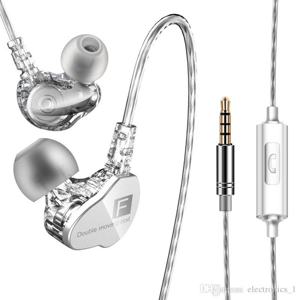 New QKZ Fashion sport wire headphone CK9 3.5MM Dual Motion ring BASS Headphones Free shipping