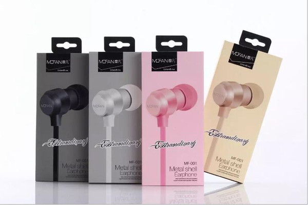For iphone earphones fashion style Metal shell multi color Wired In-ear Earphones with HD MIC retail package