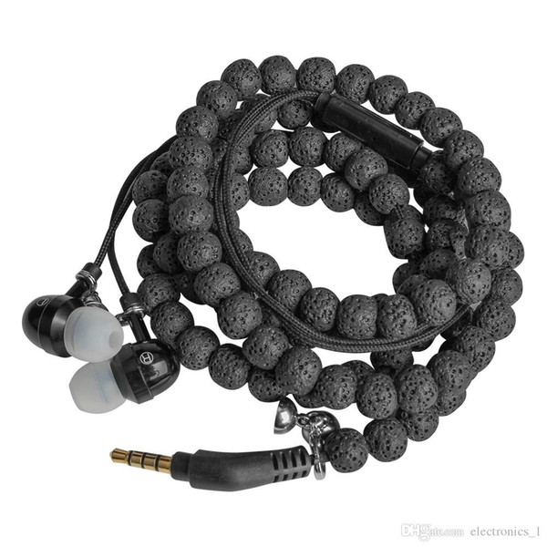 Multicolor Metal wire control mobile phone headset H157 color volcanic stone necklace earphones game headset for iphone 5