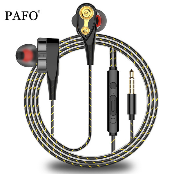 PAFO Bass Headphones Double Unit Drive Earphones Subwoo Auriculares Earbuds for iphone DJ studio Earphones Headset 3.5mm Mic Top quality #2