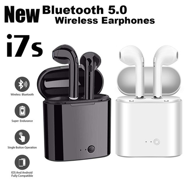 Bluetooth Headphones I7S TWS V5.0 Twins Earbuds Mini Wireless Earphones Headset with Mic Stereo for phone Android with retail Package