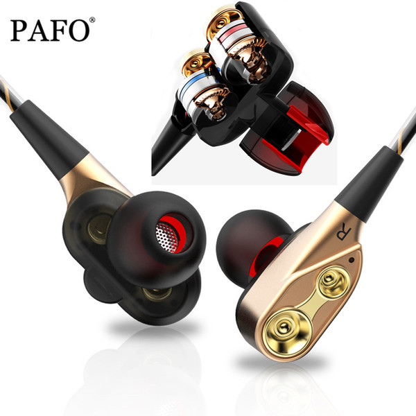 Double Unit Drive Earphone Bass Subwoofer Earphone for phone DJ mp3 Sport Earphones Headset Earbud auriculares 3.5mm earphones With Mic