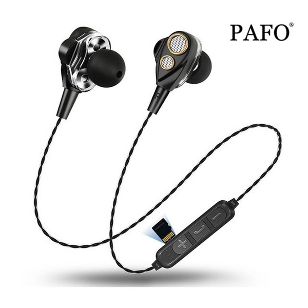 Double Drive Wireless Headset Bluetooth 4.2 Stereo Bass headphone Insert Memory Card Music Earphone With Mic for Phone XiaoMi