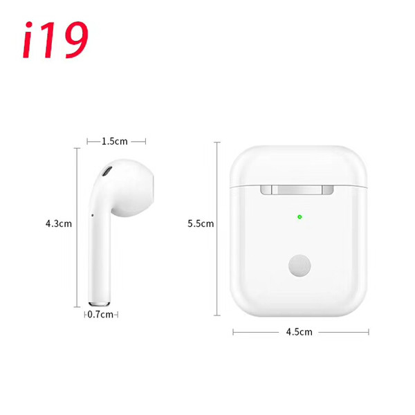 New i19 TWS Smart Touch Binaural Calls Headphones Wireless Bluetooth Headphone Auto Pair Auto Connect 1:1 Size PK i12 i16 tws