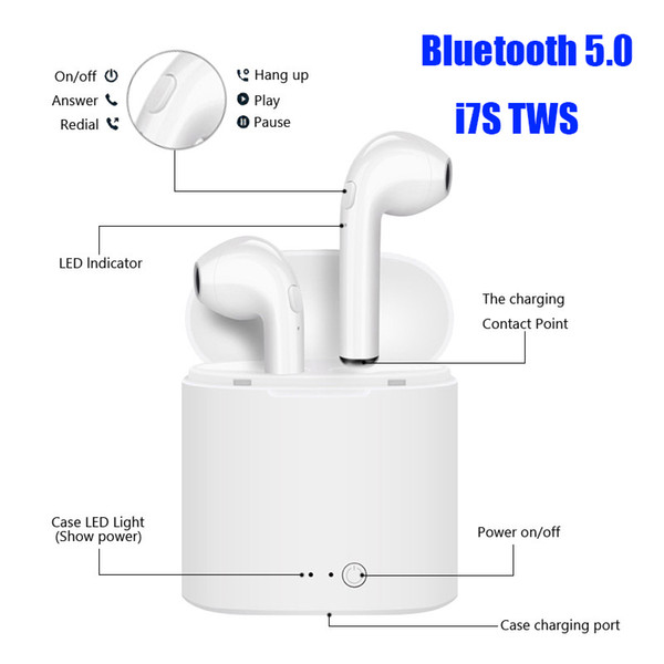 Most Fire 5.0TWS i7s Wireless Headset Bluetooth Mini Earbuds Bluetooth Headset With Charging Box Mic For Android Apple iPhone