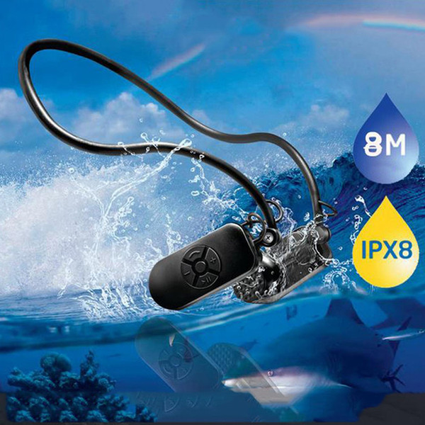 DHL Free Bone Conduction Earphones 8G Waterproof MP3 Player Headphone Protect Eardrum Stereo Headset for Summer Swimming