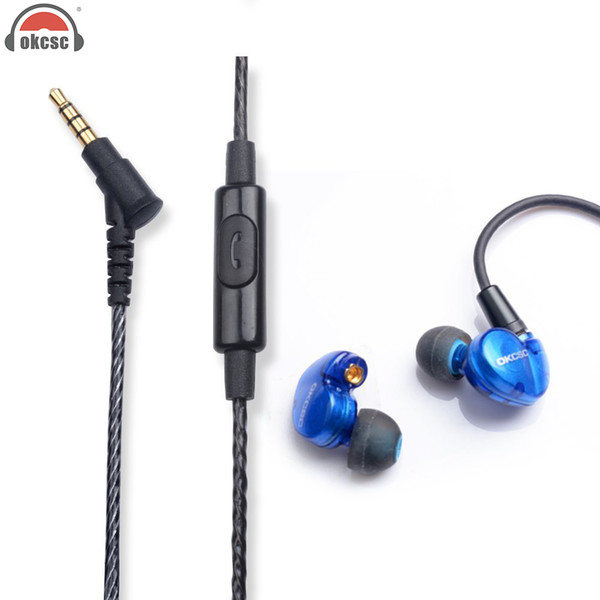 OKSCS DD3 Hifi Hybrid Dynamic Headphones 1BA+1DD In Ear Earphones DIY 3.5mm Headset 1.2M Cable Earbuds With Microphone