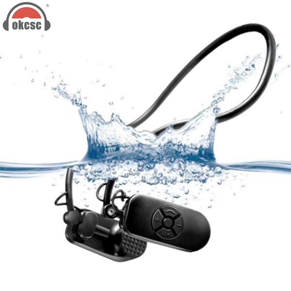 OKCSC Bone Conduction Earphones 8G Waterproof MP3 Player Headphone Protect Eardrum Stereo Headset for Summer Swimming