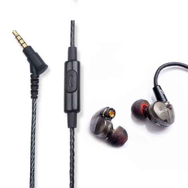 OKSCS DD3 Hifi Hybrid Dynamic Headphone 1BA+1DD In Ear Earphones DIY 3.5mm Headset 1.2M Cable With Microphone