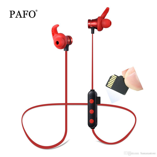 PAFO BT Bluetooth Earphone Sweatproof Gym Sport Wireless Music Magnet Headphones Music Stereo Earbuds Micro SD Card headset 2