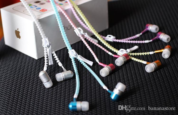 Earphone Luminous Light Metal Zipper Headphone Earbuds Glow In The Dark Headset For Iphone Samsung Xiaomi MP3 With Mic