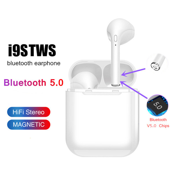 i9 i9s tws wireless bluetooth headphones ture stereo 5.0 Earphones earbuds for IOS Android Phone With Wireless Bluetooth Headphone with Pack