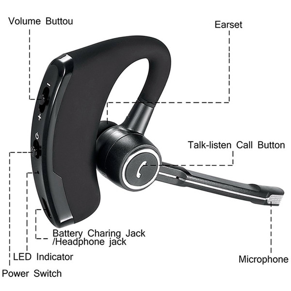 V8 V8S Business Bluetooth Headset Wireless Earphone with mic for iPhone Bluetooth V4.1 Phone Handsfree Wireless Earphones noise canceling