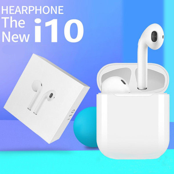 I10 5.0 headset wireless headset wireless sports mini headset with charging stand for Apple, Samsung, Android, etc.