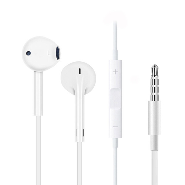 Apple Wired Earphone White Flat Head Ear Hook Volume Control Sport Earphone Music Traveling Headphone For Mobile Phone