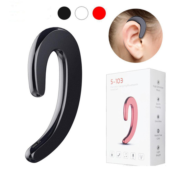 s 103 Sport Wireless Bluetooth Earphone Stereo Headset Bone Conduction Bluetooth headphone No earplugs With Mic free DHL.