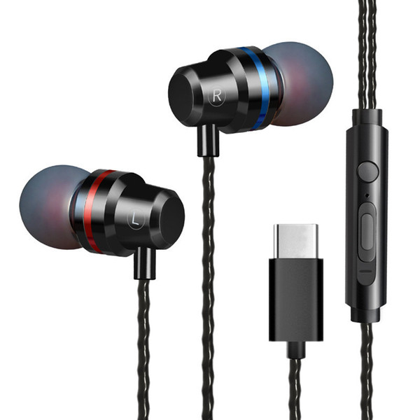 Sports headphones Stereo BASS In-Ear Earphone Noise Cancelling Headsets HiFi Ear Phone With build-in Microphone for type-c Huawei Xiaomi