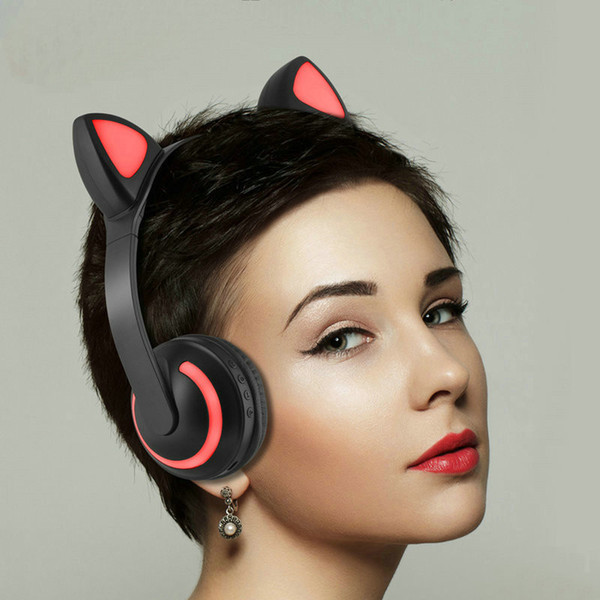 Cosplay Cat Ear Foldable Flashing Glowing Children's headsets Gaming Headphone LED light Over on Ear Earphones For PC Laptop Computer Phone