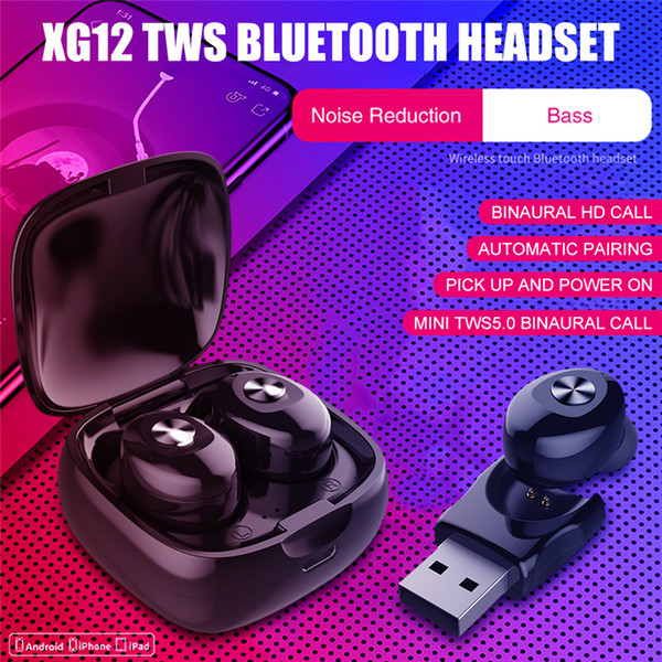 TWS wireless headphones XG12 Bluetooth 5.0 earphones binaural stereophonic movement earbuds mobile phone universal factory direct sale