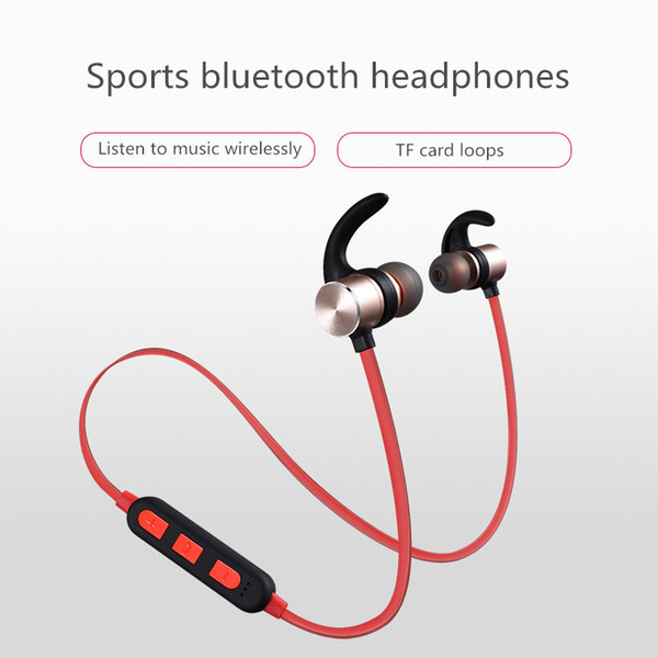 XT5 Wireless Bluetooth Headphones TF card sports stereo earphones in-ear magnetic absorption headsets for Android with Retail