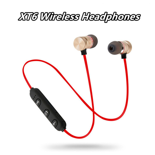 Magnetic Bluetooth Headphones Headset Sports Wireless Metal XT-6 Stereo Universal Running Phone Earphone For Smart Phone Earbuds RIO