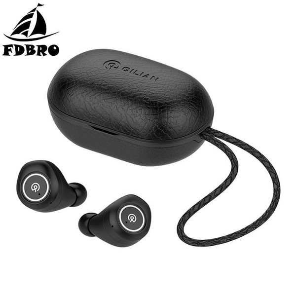 FDBRO Mini Wireless Bluetooth 5.0 Headset Touch Rechargeable Sports Running Earphone Stereo Bass Music Earbuds With Charging Box