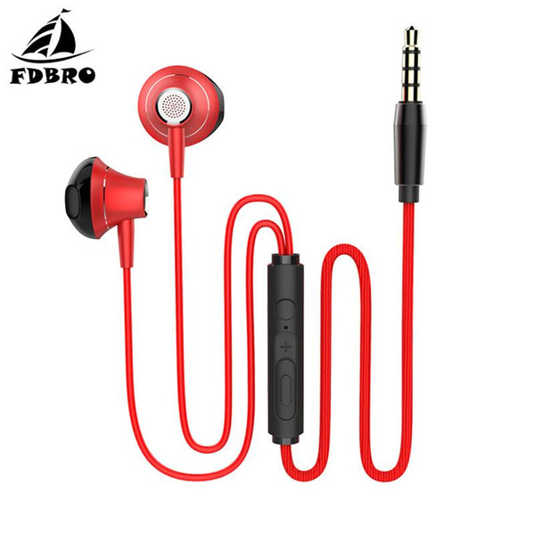 FDBRO 3D Stereo Headset Sport Headset Music HIFI Earphone Noise Canceling Bass Earphones 3.5mm In Ear Earpiece With Mic Earbuds