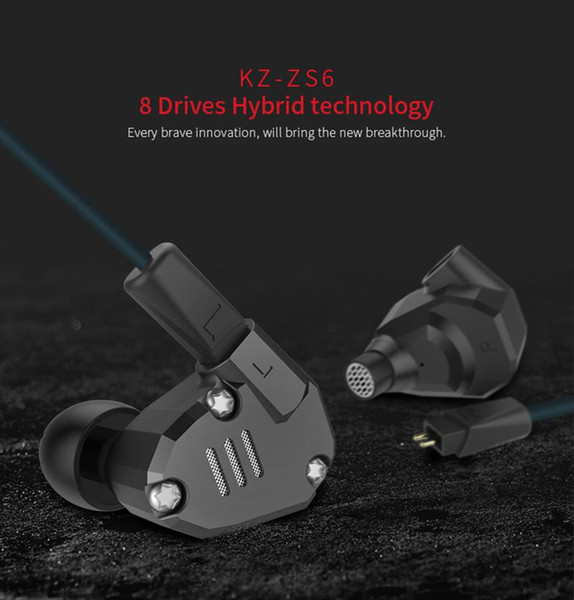 FDBRO KZ ZS6 Eight Driver Earphone In Ear Dynamic And Armature HIFI Stereo Sport Headset Detachable Bluetooth Upgrade Cable
