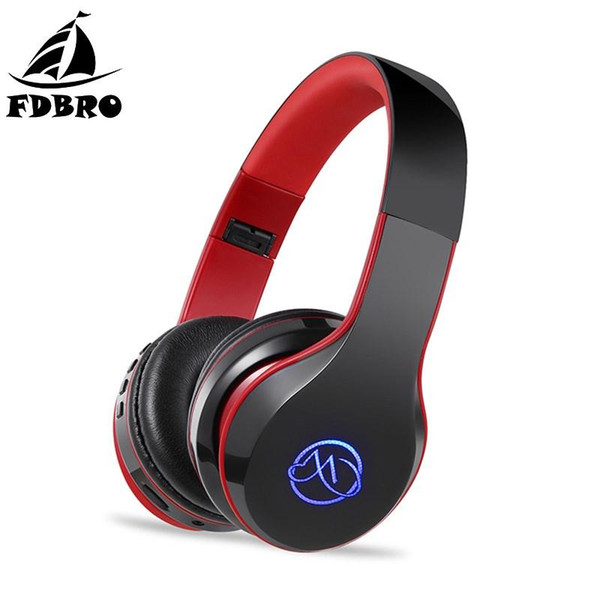 FDBRO BH7 Bluetooth Headphone HiFi Stereo Bass Wireless Headset LED Light Glowing Foldable Sport Earphone With Mic Earbuds